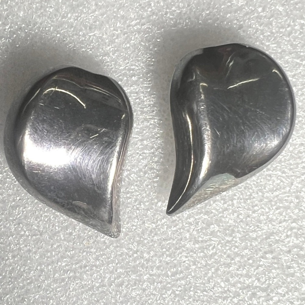 Vintage Sterling Silver Chunky Earring Post Teardrop‎ MCM Puffy Fluid 10g 1.5"